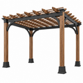 Pérgola de jardín 300 x 300 x 240 cm de madera y metal marrón/negro con techo de lamas