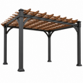 Pérgola de jardín 300 x 300 x 240 cm de acero y madera negro/marrón - estructura de sombra contemporánea