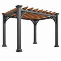 Pérgola 300 x 300 x 240 cm de metal y madera negra/marrón para jardín de estilo clásico
