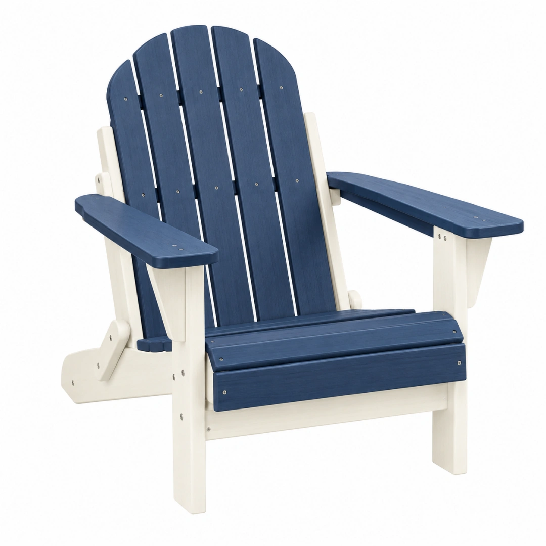 Silla Adirondack 80 x 76 x 98 cm de madera azul y blanca para exterior de estilo clásico