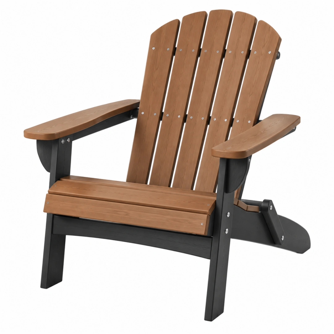 Silla Adirondack 83 x 79 x 97 cm de madera marrón y estructura negra para exterior