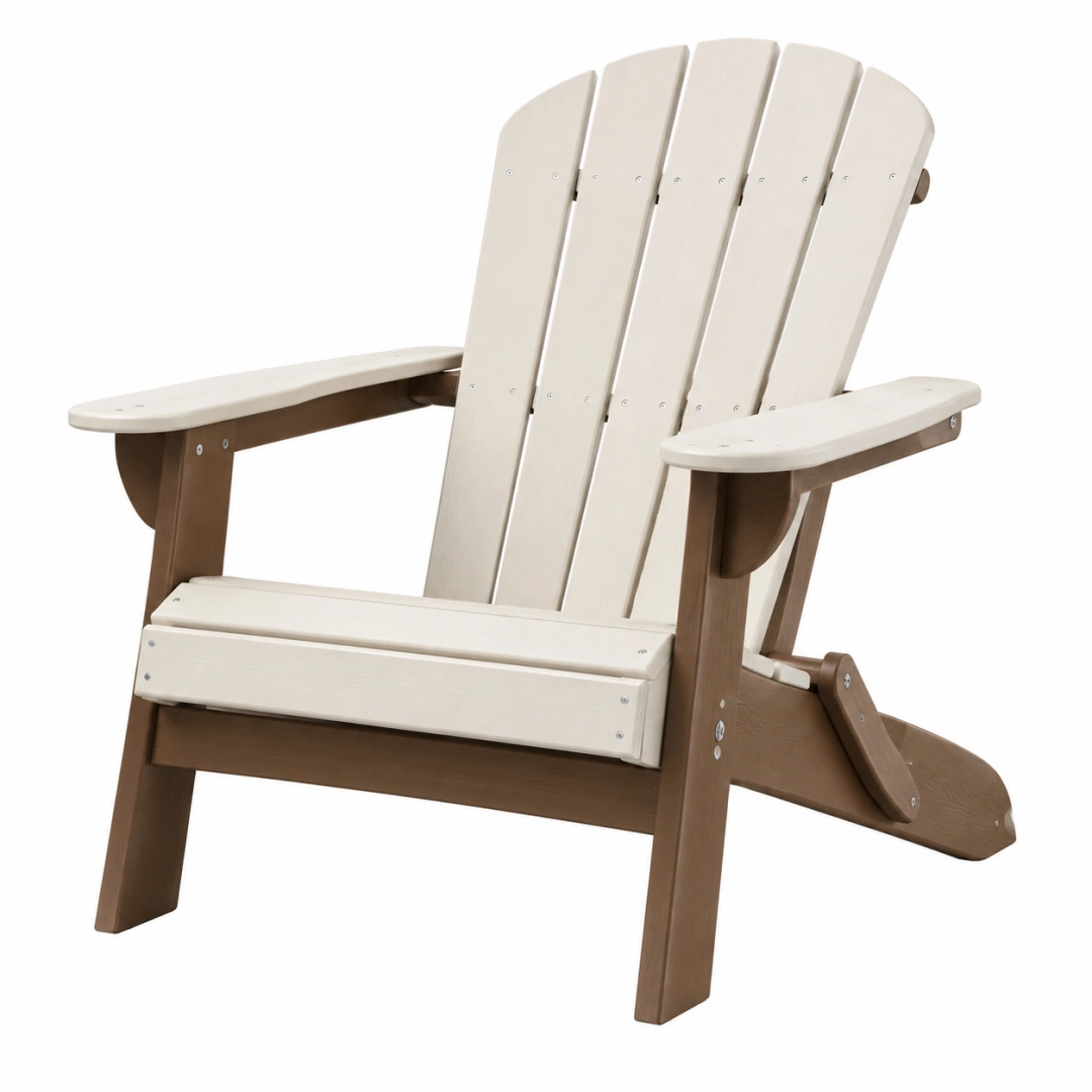 Silla Adirondack 78 x 85 x 95 cm de plástico beige y marrón para exterior plegable