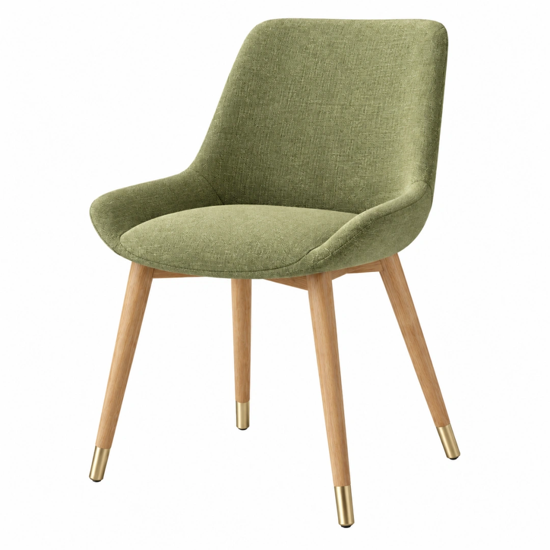 Silla de comedor 60 x 61 x 88 cm tapizada verde con patas de madera estilo moderno