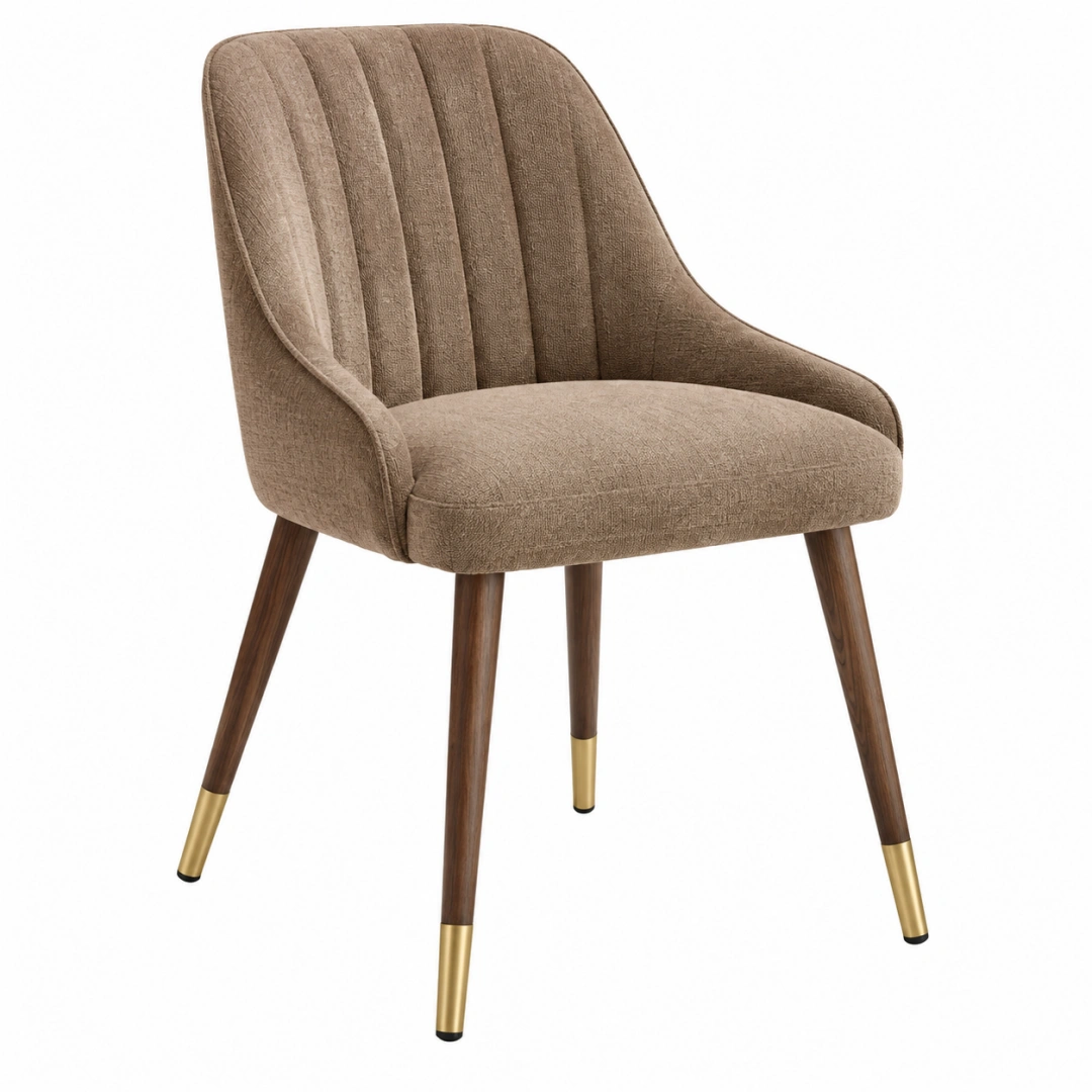 Silla de comedor 60 x 63 x 85 cm tapizada beige con patas de madera estilo moderno