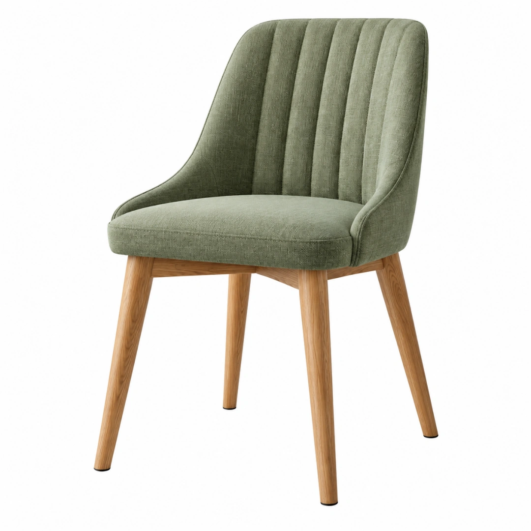 Silla de comedor 58 x 62 x 86 cm tapizada verde con patas de madera estilo moderno