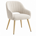 Silla de comedor 60 x 60 x 80 cm en tejido bouclé crema con patas metálicas doradas estilo contemporáneo