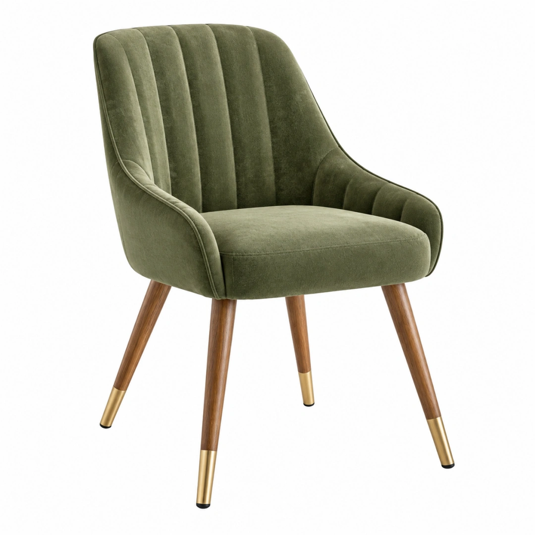 Silla de comedor 60 x 62 x 88 cm de terciopelo verde con patas de madera