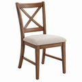 Silla de comedor 45 x 52 x 95 cm de madera marrón con asiento tapizado beige estilo rústico