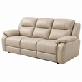 Sofá de 3 plazas 210 x 95 x 100 cm en piel sintética beige con detalles dorados estilo contemporáneo