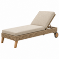Tumbona reclinable de 200 x 70 cm con fibra trenzada beige para exterior