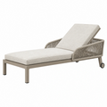 Tumbona de exterior 200 x 75 x 85 cm de metal beige con respaldo reclinable y ruedas